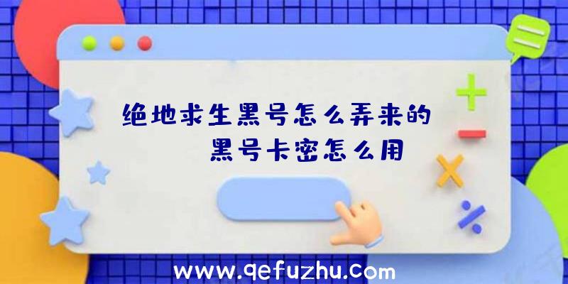 「绝地求生黑号怎么弄来的」|pubg黑号卡密怎么用